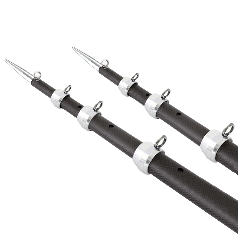 Tigress 15' XD 3K Carbon Fiber Telescoping Outrigger Poles - Matte Black/Silver - Pair [88679-7]
