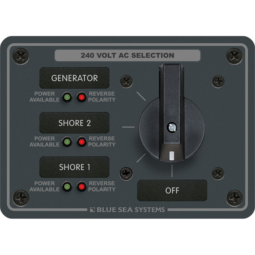 Blue Sea 8361 AC Rotary Switch Panel 65 Ampere 3 Positions + OFF, 3 Pole [8361]