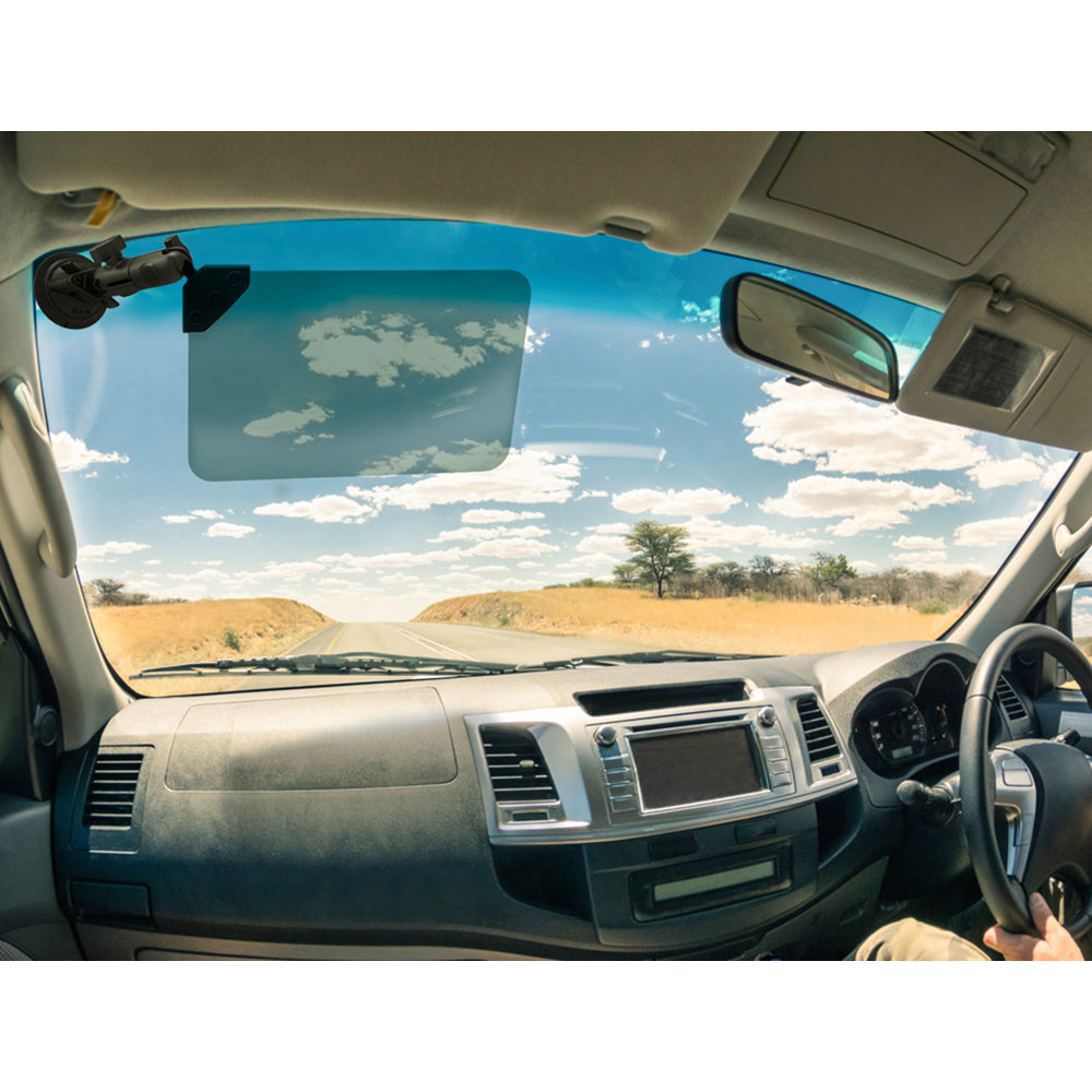 RAM Mount Suction Cup Mount w/Dark Green Sun Visor - 50% Tint [RAM-B-166-326-VIS-G1U]