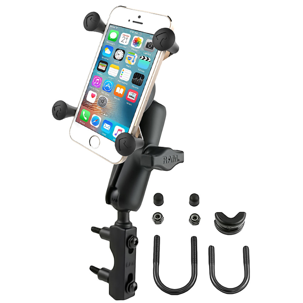 RAM Mount Combination Brake/Clutch Reservoir U-Bolt Mount w/Universal X-Grip Cell/iPhone Cradle [RAM-B-174-UN7U]