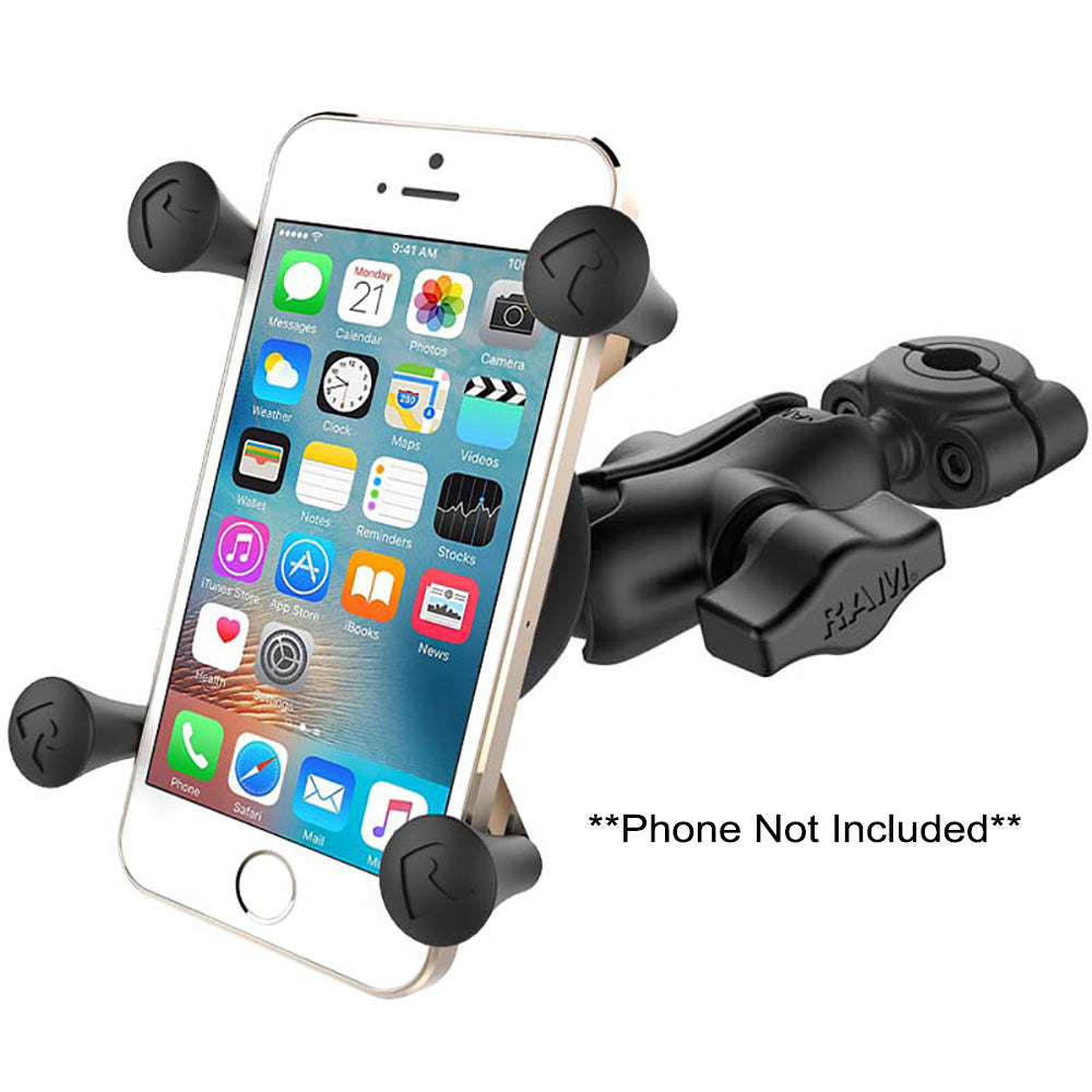 RAM Mount RAM Torque 3/8" - 5/8" Diameter Mini Rail Base with 1" Ball, Short Arm and X-Grip for Phones [RAM-B-408-37-62-A-UN7U]