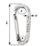 Wichard Symmetric Carbine Hook Without Eye - Length 80mm - 5/16" [2335W]