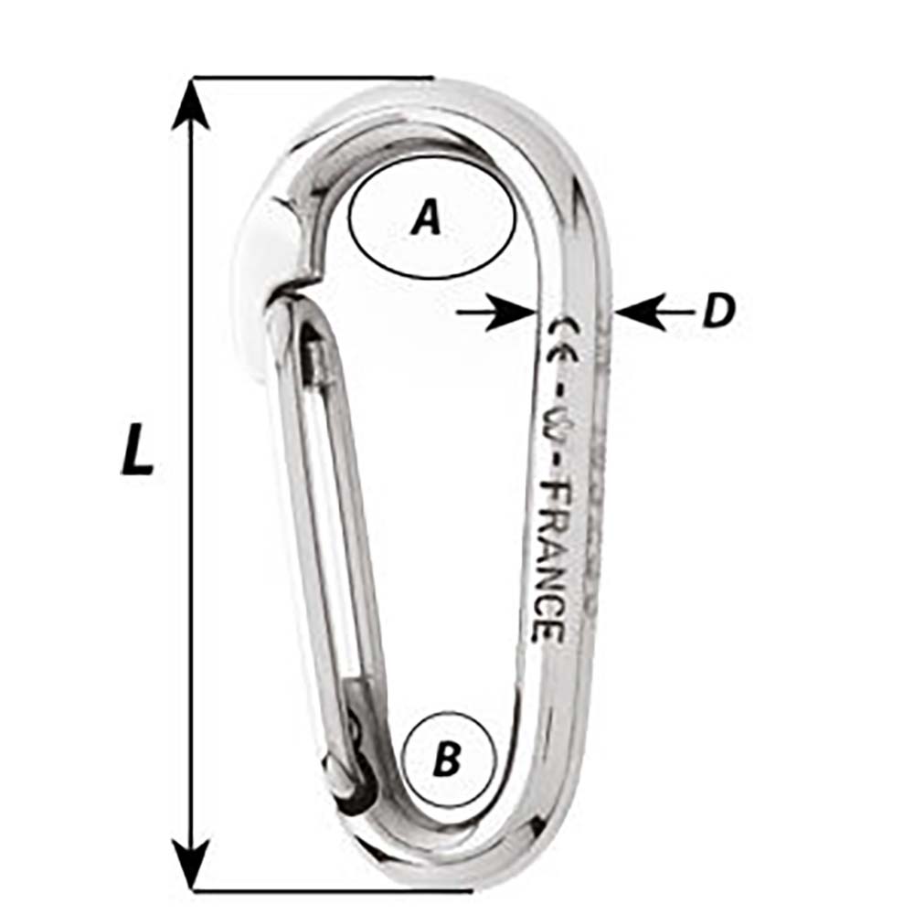Wichard Symmetric Carbine Hook Without Eye - Length 100mm - 13/32" [2336W]
