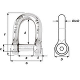 Wichard Self-Locking Allen Head Pin D Shackle - 6mm Diameter - 1/4" [1303W]