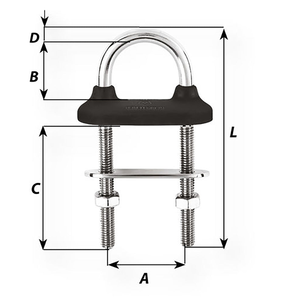 Wichard Black Watertight U-Bolt - 10mm Diameter - 25/64" - 90mm Length - 3-35/64" [65351W]