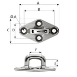 Wichard Diamond Pad Eye - Square - 79mm Length (3-7/64") - M6 Screw [6655W]